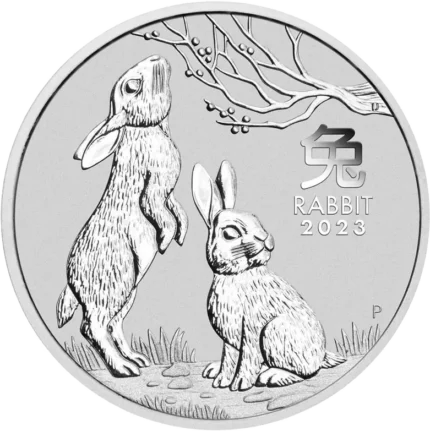Australian Perth Mint Lunar Rabbit 2023 Silver 2 oz BU Coin